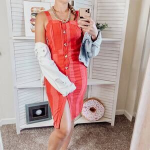 Urban Romantics red striped button down dress